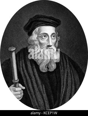 Portrait von John Wycliffe (1320-1384) ein englischer gelehrter Philosoph, Theologe, Übersetzer der Bibel, Reformer, und Seminar Professor an der Universität von Oxford. Vom 14. Jahrhundert Stockfoto