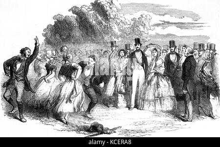 Kupferstich mit der Darstellung der königlichen Besuch von Königin Victoria (1819-1901) und Prinz Albert (1819-1861) nach Irland. Vom 19. Jahrhundert Stockfoto