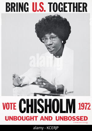 Shirley Chisholm (1924 - 2005) war ein US-amerikanischer Politiker, Pädagoge und Autor.[1] Im Jahr 1968 wurde sie die erste afrikanische amerikanische Frau an den Kongress der Vereinigten Staaten gewählt wurde,[2] und Sie 12 der New Yorker Kongreßbezirk für sieben Bezeichnungen von 1969 bis 1983 vertreten. 1972 wurde sie die erste schwarze Kandidat für die Benennung des Präsidenten der Vereinigten Staaten eine große Partei, und die erste Frau, die für die präsidentschaftskandidatur der Demokratischen Partei zu starten Stockfoto