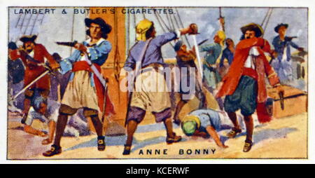 Lambert & Butler, Piraten & Wegelagerer, Zigarette Karte Übersicht: Anne Bonny (C. 1700 - C. 1782); einer irischen Frau, die einen berühmten Piraten geworden, die in der Karibik Stockfoto