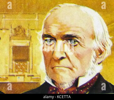 1969 Brooke Bond Sammler tee Karte, die Darstellung: William Gladstone, (1809-1898), Premierminister des Vereinigten Königreichs vier Mal zwischen 1868 und 1894 Stockfoto