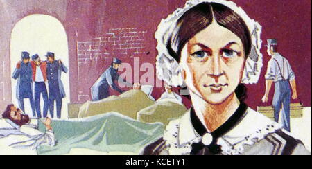 1969 Brooke Bond Sammler tee Karte, die Darstellung: Florence Nightingale, (1820 - 1910); englischer Krankenschwester, Sozialreformer und Statistiker, dem Begründer der modernen Krankenpflege. Stockfoto