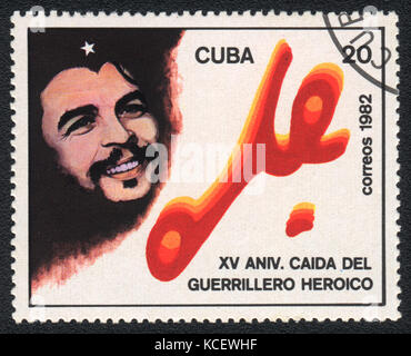 Eine Briefmarke in Kuba zeigt gedruckt Che Guevara, ca. 1989 Stockfoto