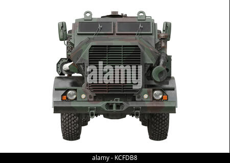 Truck Militär getarntes Auto, Vorderansicht Stockfoto