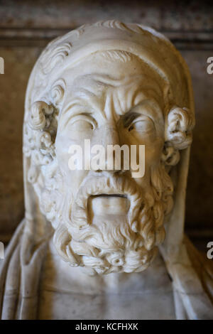 Rom. Italien. Portraitbüste von Homer in der Halle des Philosophen, Marmor Kopie der 2 C v. Chr. Griechische original, die Kapitolinischen Museen. Musei Capitolini. Ma Stockfoto