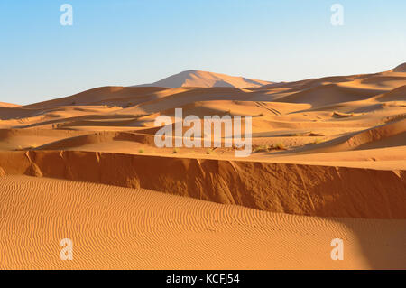 Erg Chebbi Sand Dünen in der Wüste Sahara in der Nähe von Merzouga, Marokko Stockfoto