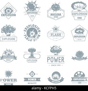 Explosion Power Logo Symbole gesetzt, einfachen Stil Stock Vektor