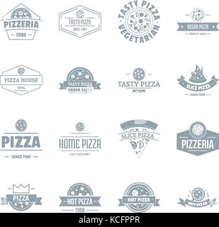 Pizzeria logo Symbole gesetzt, einfachen Stil Stock Vektor