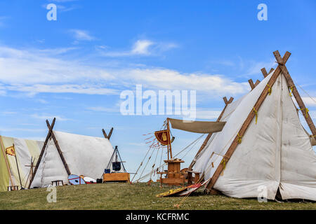 Wikinger-Dorf an der isländischen Festival of Manitoba, Gimli, Manitoba, Kanada. Stockfoto