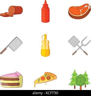 Schneiden essen Symbole, Cartoon Stil Stock Vektor