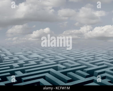 Labyrinth Hintergrund und abstrakte Labyrinth Perspektive Szene als 3D-Darstellung. Stockfoto