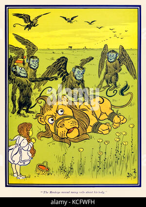"Die Affen Wunde viele Spulen um seinen Körper." aus "Der Zauberer von Oz" von L.Frank Baum (1856-1919) mit Bildern von W. W. Denslow (1856-1915). Weitere Informationen finden Sie unten. Stockfoto