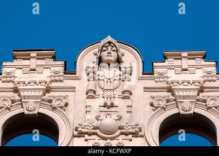 Architektur im Jugendstil in Riga macht etwa ein Drittel aller Gebäude im Zentrum von Riga. Stockfoto