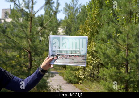 Die verlassene Stadt Pripyat, Sperrzone von Tschernobyl, Ukraine. Stockfoto
