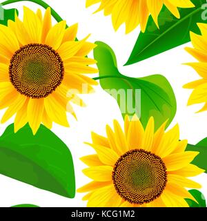 Sonnenblumen nahtlose Vektor Muster. Herbst drucken. Blumen und Blätter, für die Textil-, Dekoration, Verpackung, Umhüllung, Stock Vektor