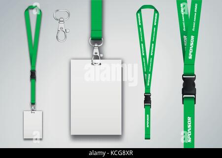 Satz von Lanyard und Abzeichen. Metal Stück. Für die Präsentation der Vorlage. realistische Vector Illustration. Stock Vektor