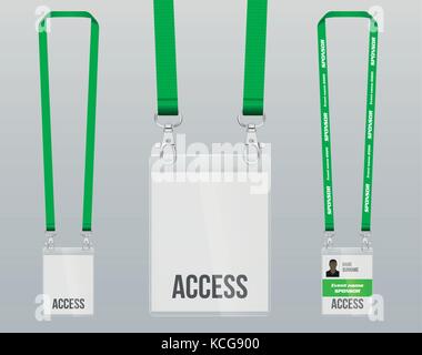 Satz von Lanyard und Abzeichen. Design Beispiel VIP-Pass. Vorlage vector Illustration. Stock Vektor