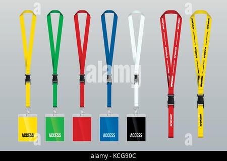 Satz von Lanyard und Abzeichen. Design Beispiel VIP-Pass. Vorlage vector Illustration. Stock Vektor