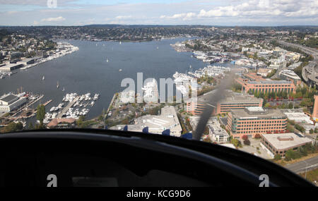 In land auf Lake Union in Seattle in einem Wasserflugzeug, USA Stockfoto