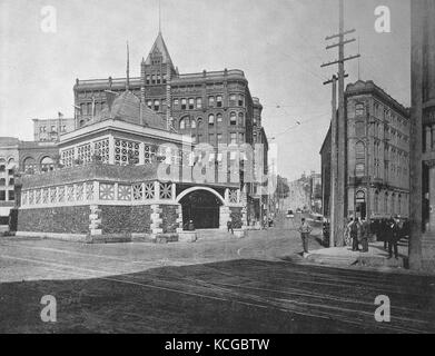 Vereinigte Staaten von Amerika, in der James Street der Stadt Seattle im Staat Washington, digital verbesserte Reproduktion einer historischen Foto aus dem (geschätzten) Jahr 1899 Stockfoto