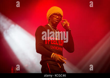 Norwegen, Oslo – 9. August 2017. Der amerikanische Rapper und Texter Young Thug spielt ein Live-Konzert beim norwegischen Musikfestival Øyafestivalen 2017 in Oslo. Stockfoto