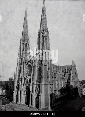 Vereinigte Staaten von Amerika, der Saint Patrick's Cathedral an der Fifth Avenue in New York, digital verbesserte Reproduktion einer historischen Foto aus dem (geschätzten) Jahr 1899