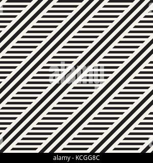 Interlacing parallele Streifen. Vektor nahtlose Schwarzweiß-Muster. Stock Vektor