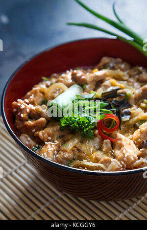 Oyakodon, Huhn und Ei Schüssel, Japanisch essen, Ansicht schließen Stockfoto