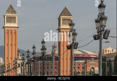 Rund um die Plaza de España, Barcelona, Katalonien, Spanien Stockfoto