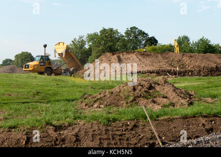 Titel links von erdbaumaschinen. Stockfoto