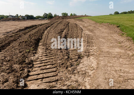 Titel links von erdbaumaschinen. Stockfoto