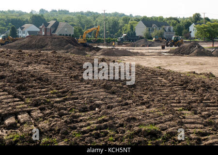 Titel links von erdbaumaschinen. Stockfoto