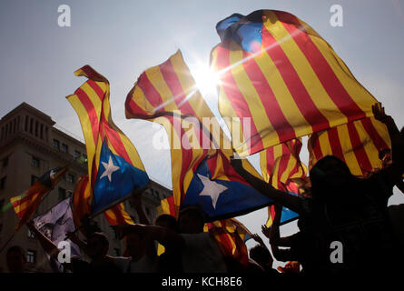 Die verbotenen pro Unabhängigkeitsreferendum in Barcelona Stockfoto