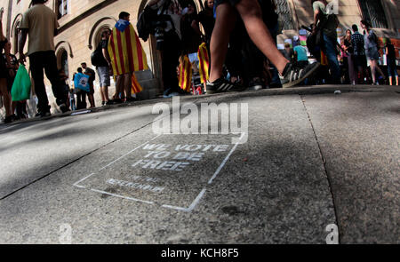 Die verbotenen pro Unabhängigkeitsreferendum in Barcelona Stockfoto