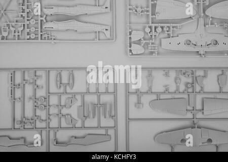 Messerschmitt Bf-109 und Supermarine Spitfire Modellbau Stockfoto