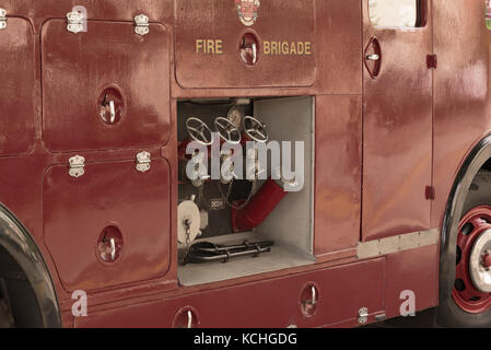 Feuerwehr Turnier vintage Old Fire Engine Motoren in Leicester, England Stockfoto