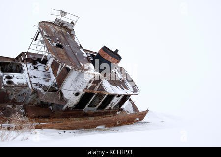 Die letzten Wrackschiffe, die jeder auf der ganzen Welt gesehen hat, sind nur noch zwei Boote übrig. Sie werden innerhalb von 6 Monaten verschwunden sein, und das, verkünden Stockfoto