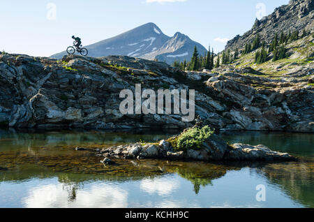 Mountainbiken im Sol Berg, British Columbia. Stockfoto