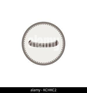 Kanu Patch und Aufkleber. vintage Hand outdoor adventure Design gezeichnet. Kajak Symbol. camping Symbol. Vektor auf weißem Hintergrund Stock Vektor