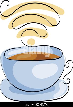 Tasse Kaffee oder Tee. kostenloses wifi für Street Cafe. Stock Vektor