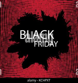 Schwarzer Freitag Verkauf handgefertigter Schrift, Kalligraphie mit film grain, Lärm, dotwork, grunge Textur und dunklen Hintergrund für Logo, Banner, Etiketten, Abzeichen Stock Vektor