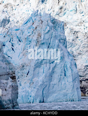 Nahaufnahme von Pale Blue Ice auf margerie Gletscher Glacier Bay National Park. Stockfoto