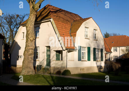 Deutschland, Ruhrgebiet, Herne-Boernig, die Gartenstadt Teutoburgia. Deutschland, Ruhrgebiet, Herne-Boernig, Gartenstadtsiedlung Teutoburgia. Stockfoto