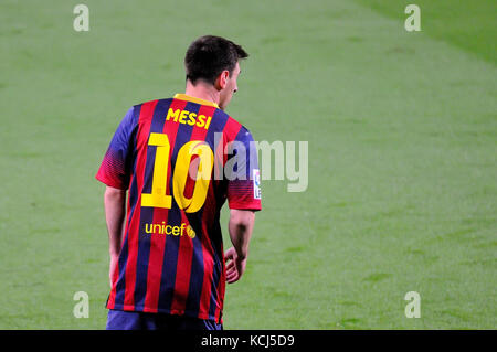 Barcelona - Mar 26: Lionel Messi, argentinische F.C. Barcelona player, spielt gegen Celta de Vigo im Camp Nou auf der spanischen Liga am 26. März 201 Stockfoto