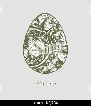 Hand gezeichnete Skizze vintage floral Vektor Osterei Stock Vektor