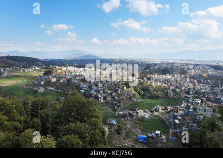 Nepal, Ansicht von Kathmandu aus der kapan Kloster an einem sonnigen Tag Stockfoto