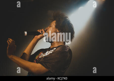 Der amerikanische Rapper Daniel Dewan Sewel ist besser bekannt unter seinem Künstlernamen Danny Brown und spielt hier ein Live-Konzert im Pumpehuset in Kopenhagen. Dänemark, 06/03 2014. Stockfoto