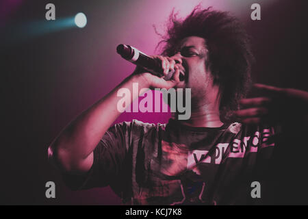 Der amerikanische Rapper Daniel Dewan Sewel ist besser bekannt unter seinem Künstlernamen Danny Brown und spielt hier ein Live-Konzert im Pumpehuset in Kopenhagen. Dänemark, 06/03 2014. Stockfoto