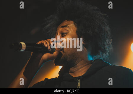 Der amerikanische Rapper Daniel Dewan Sewel ist besser bekannt unter seinem Künstlernamen Danny Brown und spielt hier ein Live-Konzert im Pumpehuset in Kopenhagen. Dänemark, 06/03 2014. Stockfoto