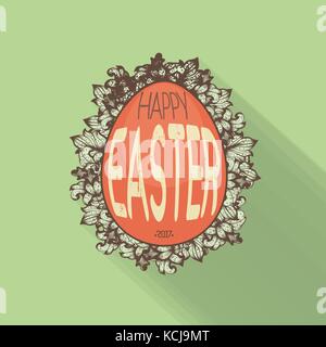 Hand gezeichnet Ostereier mit Blumen und Schatten Stock Vektor